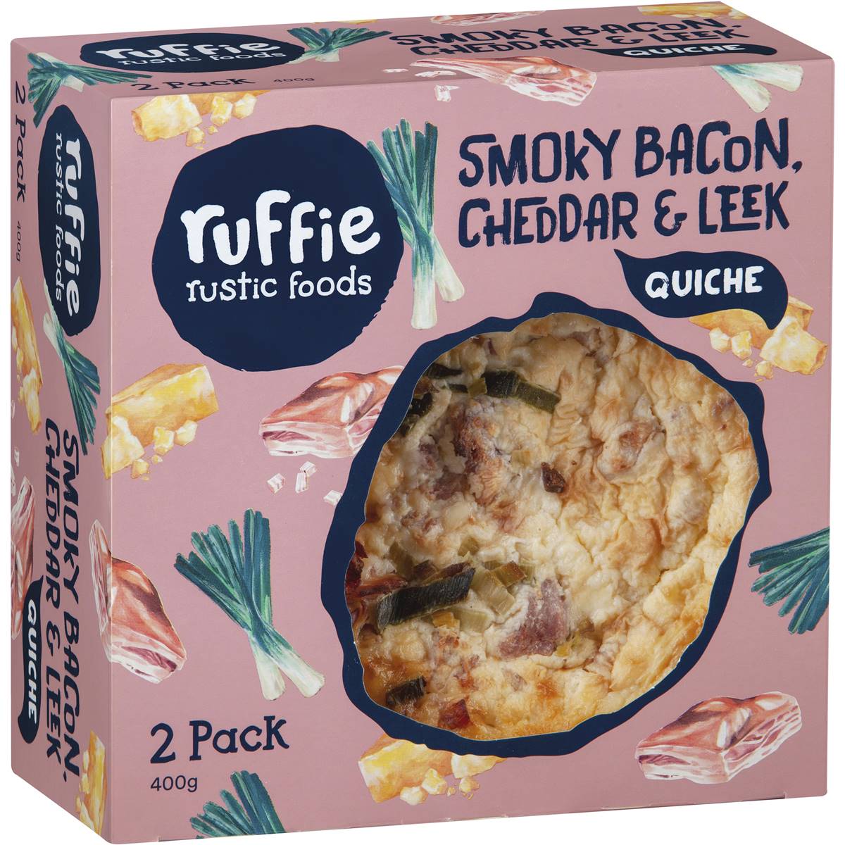 Calories in Ruffie Rustic Foods Smoky Bacon Leek & Cheddar Quiche calcount