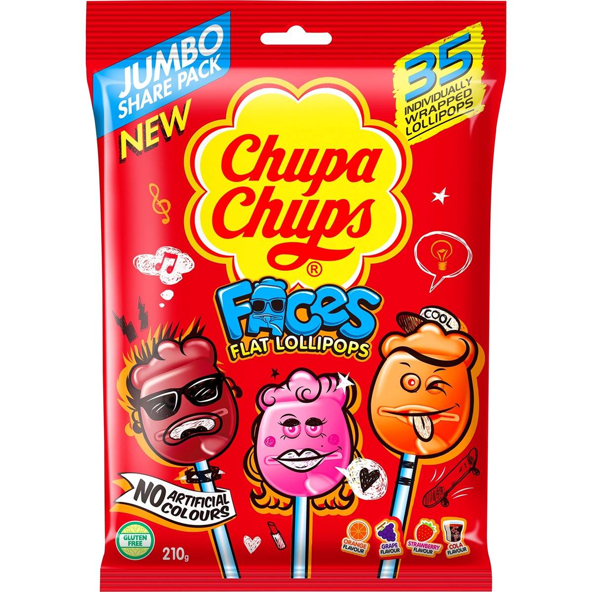 Calories in Chupa Chups Faces Flat Lollipops