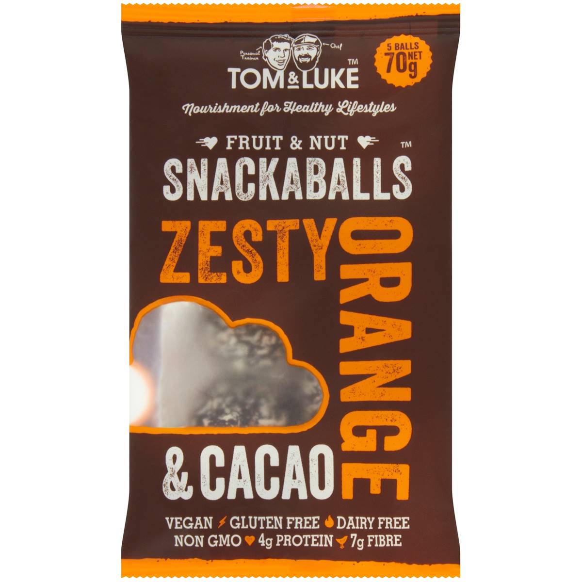 Calories in Tom & Luke Zesty Orange & Cacao Snackballs