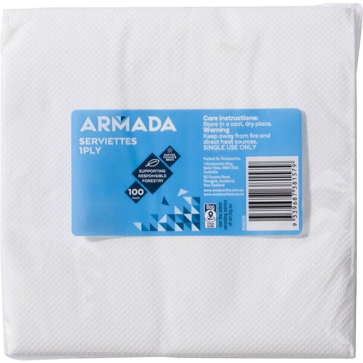 Armada 1 Ply Serviettes White