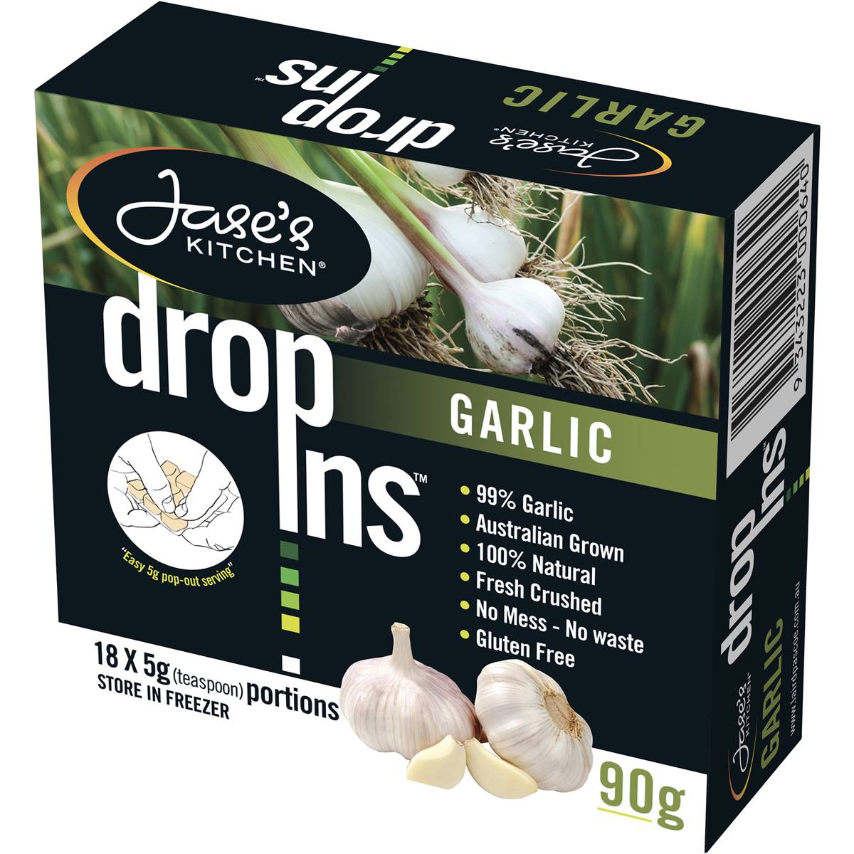 Calories in Jase's Kitchen Drop Ins Garlic calcount