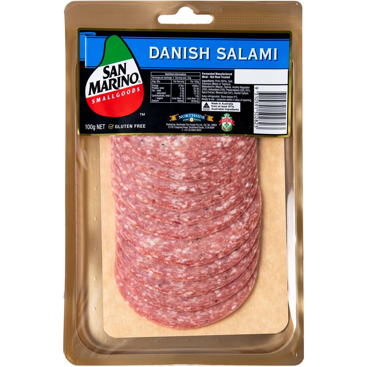 Calories in San Marino Danish Salami calcount