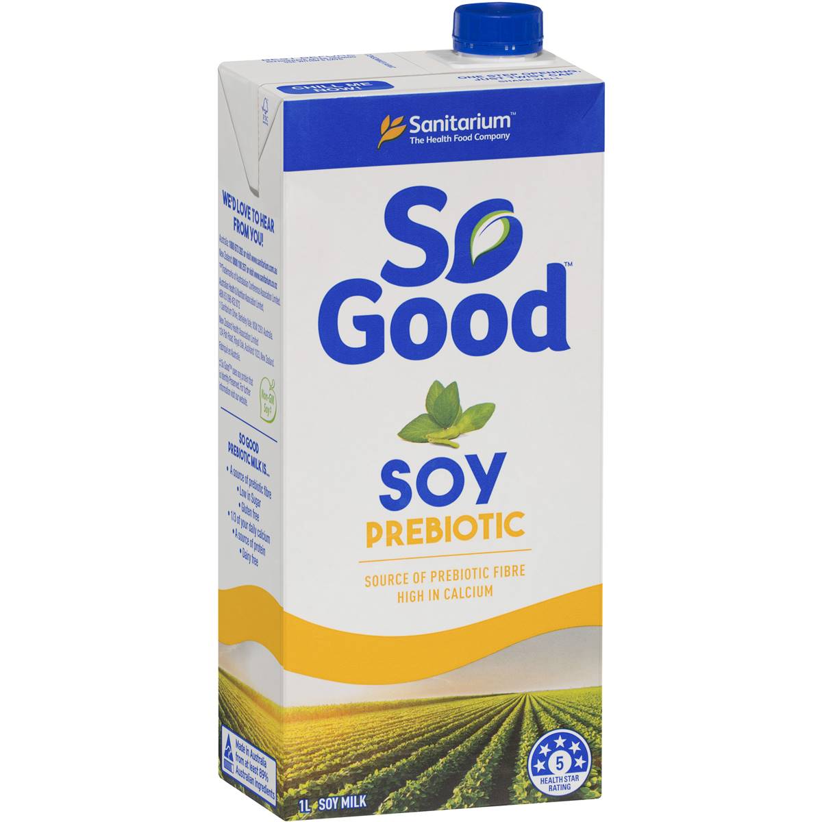 Calories in Sanitarium So Good Long Life Prebiotic Soy Milk calcount
