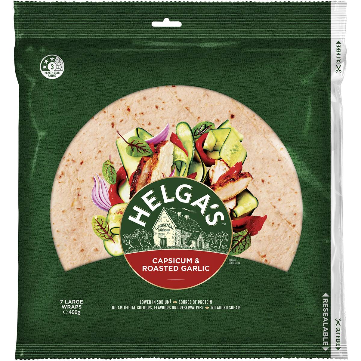 Calories in Helga's Capsicum & Roasted Garlic Wraps calcount