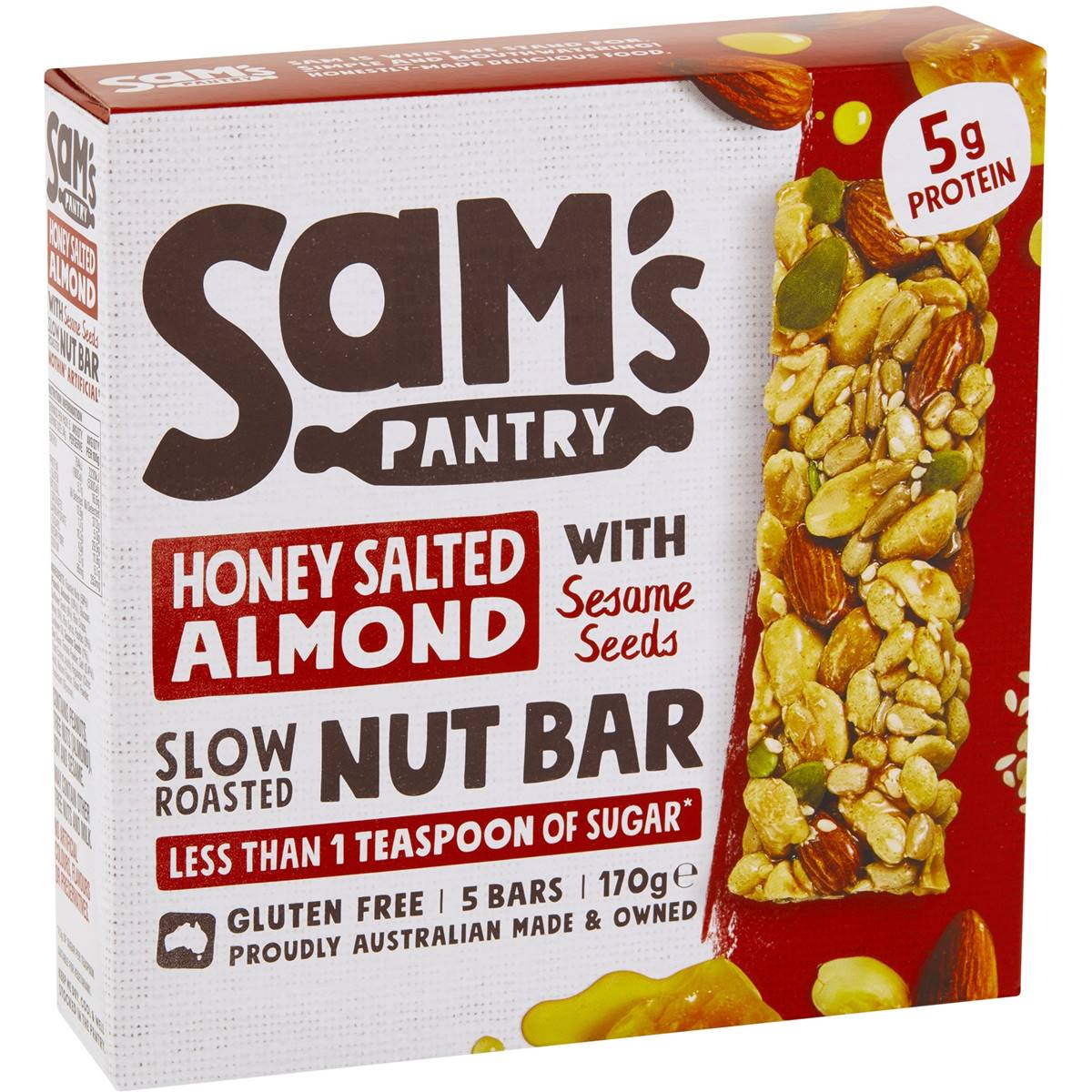 Calories in Sam's Pantry Honey Salted Almond Nut Bar