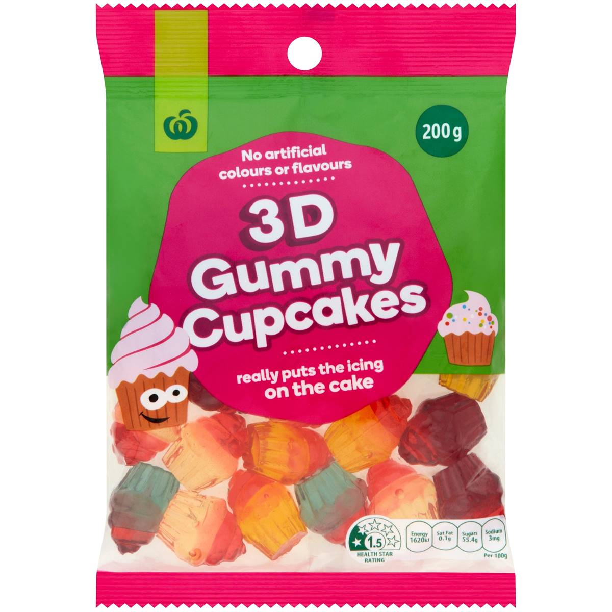 Calories in Woolworths 3d Gummy Cupcake