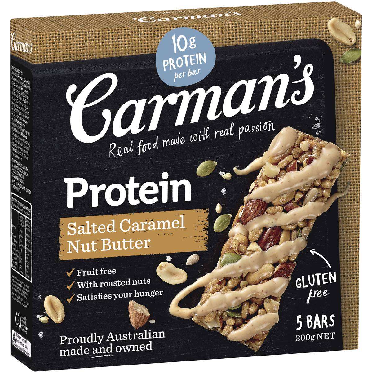Calories in Carman's Gourmet Protein Bars Salted Caramel Bars