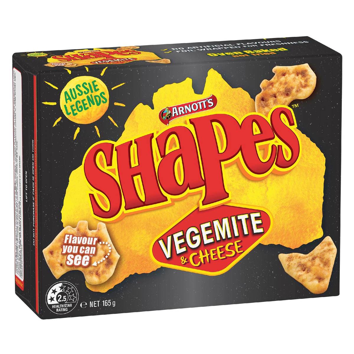 Calories in Arnott's Shapes Vegemite & Cheese Cracker Biscuits calcount