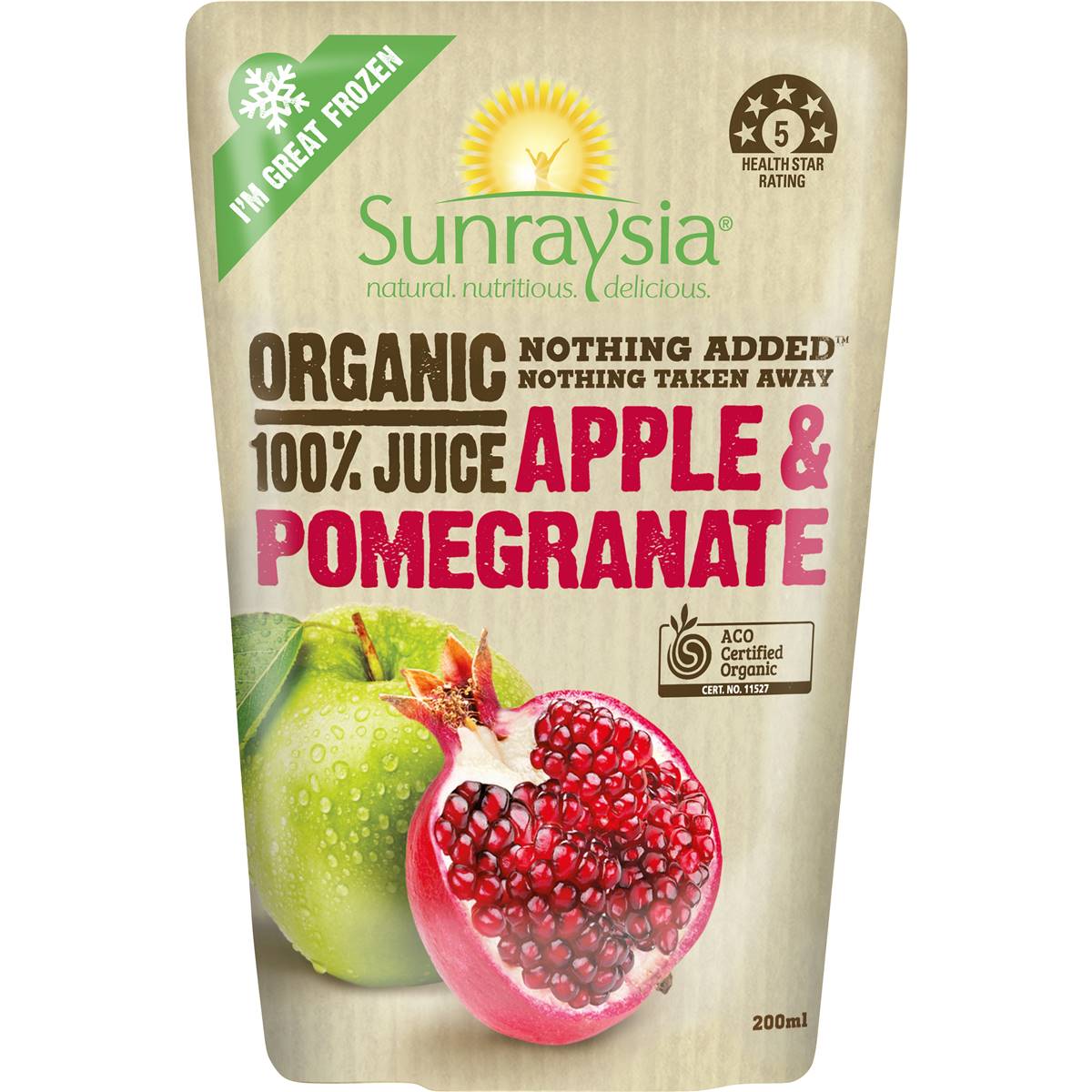 Calories in Sunraysia Organic Juice Apple & Pomegranate Calorie Counter