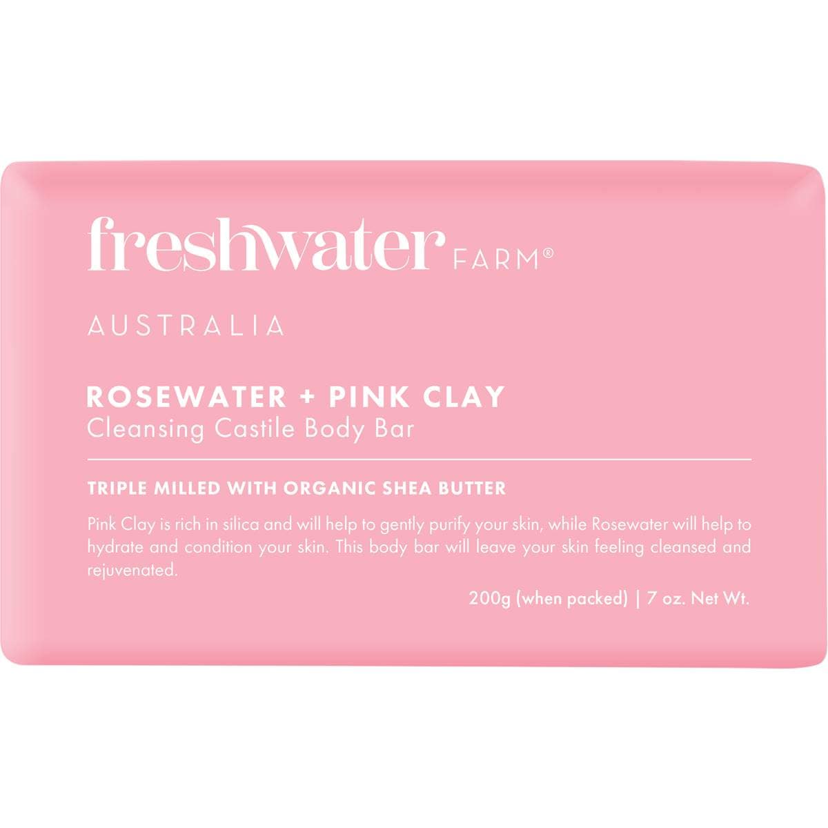 Freshwater Farm Australia Rosewater & Pink Clay Cleansing Bar 200g