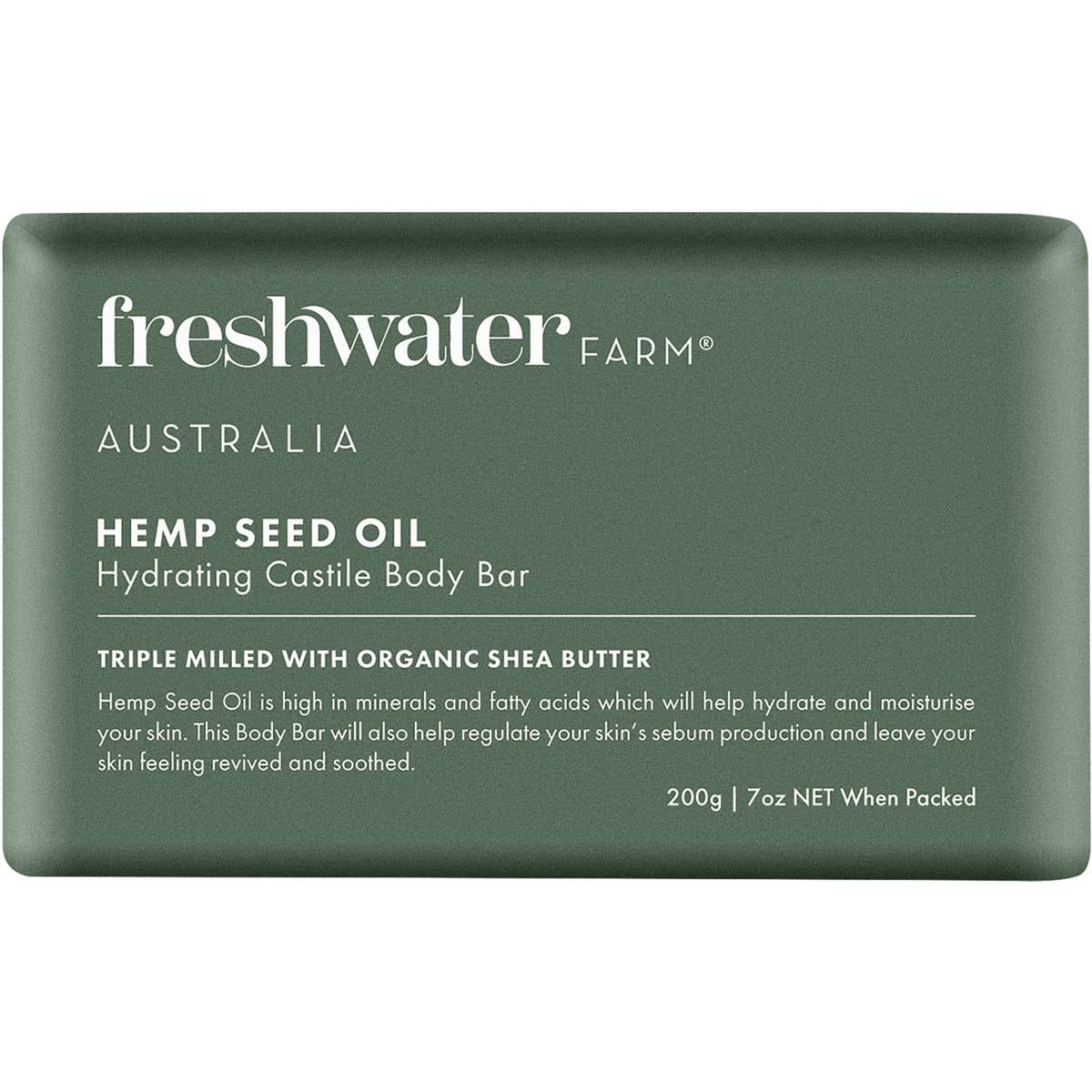 Freshwater Farm Australia Hemp Seed Oil Hydrating Body Bar 200g