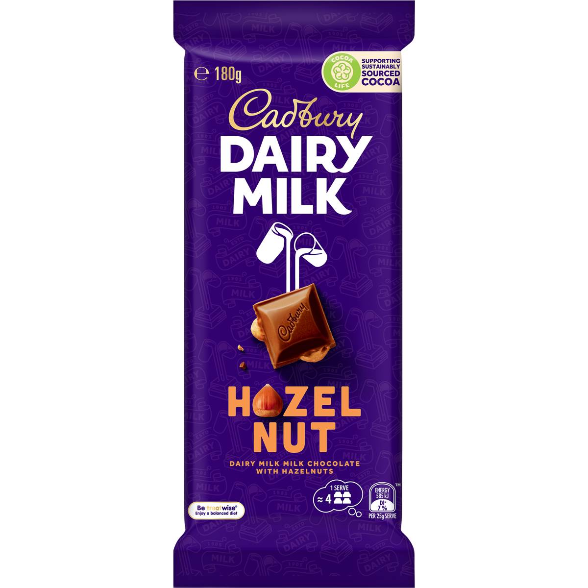 Cadbury Dairy Milk Hazelnut Chocolate Block 180g