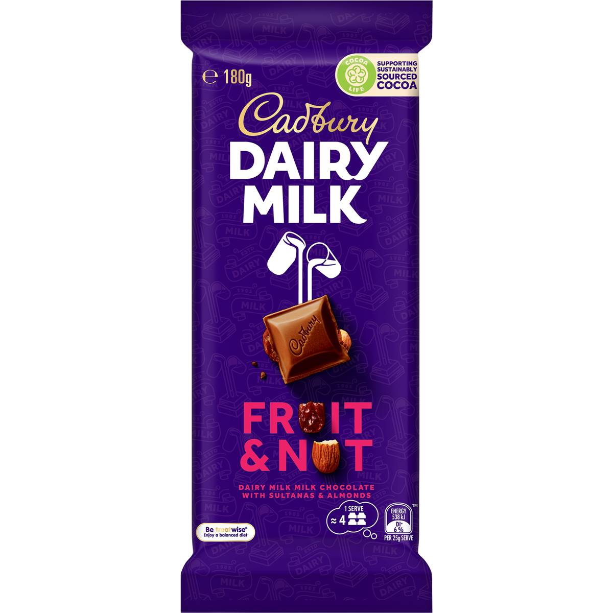 Cadbury Dairy Milk Fruit & Nut Chocolate Block 180g