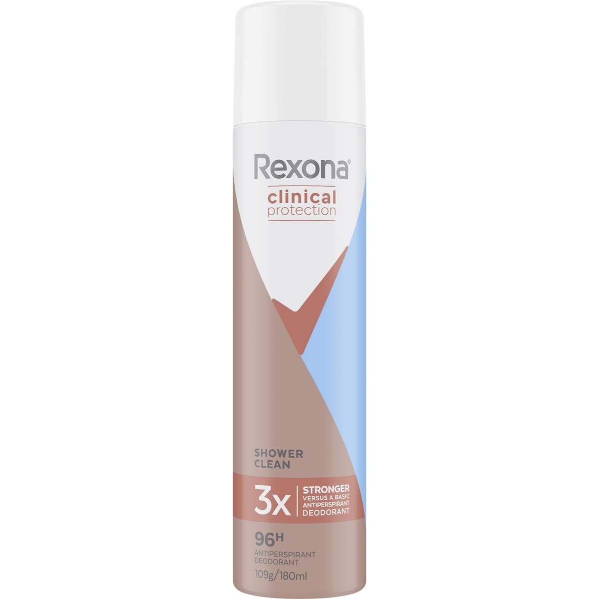 Rexona Women Clinical 96hr Deodorant Aerosol Shower Clean 180mL