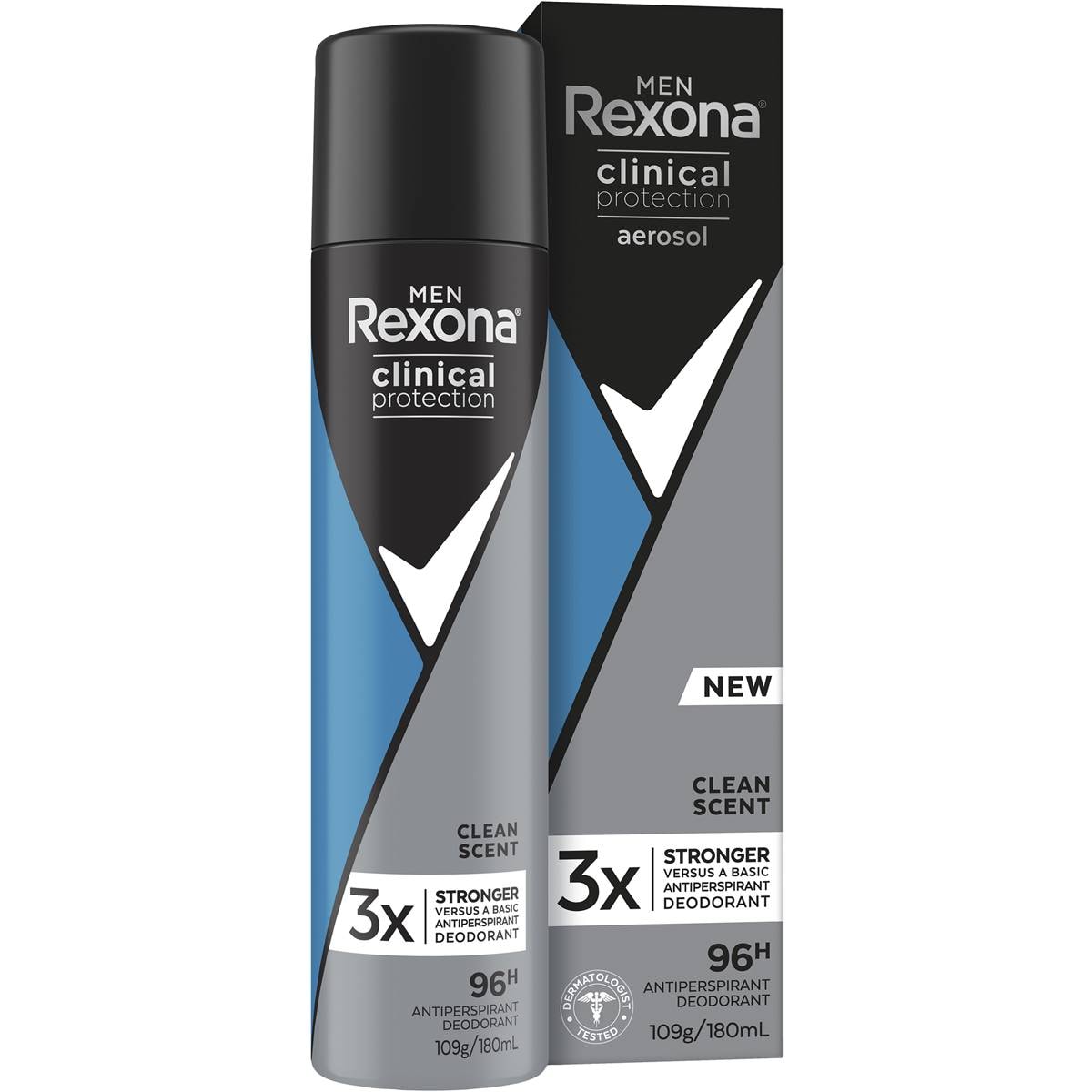 Rexona Men Clinical 96hr Deodorant Aerosol Shower Clean 180mL
