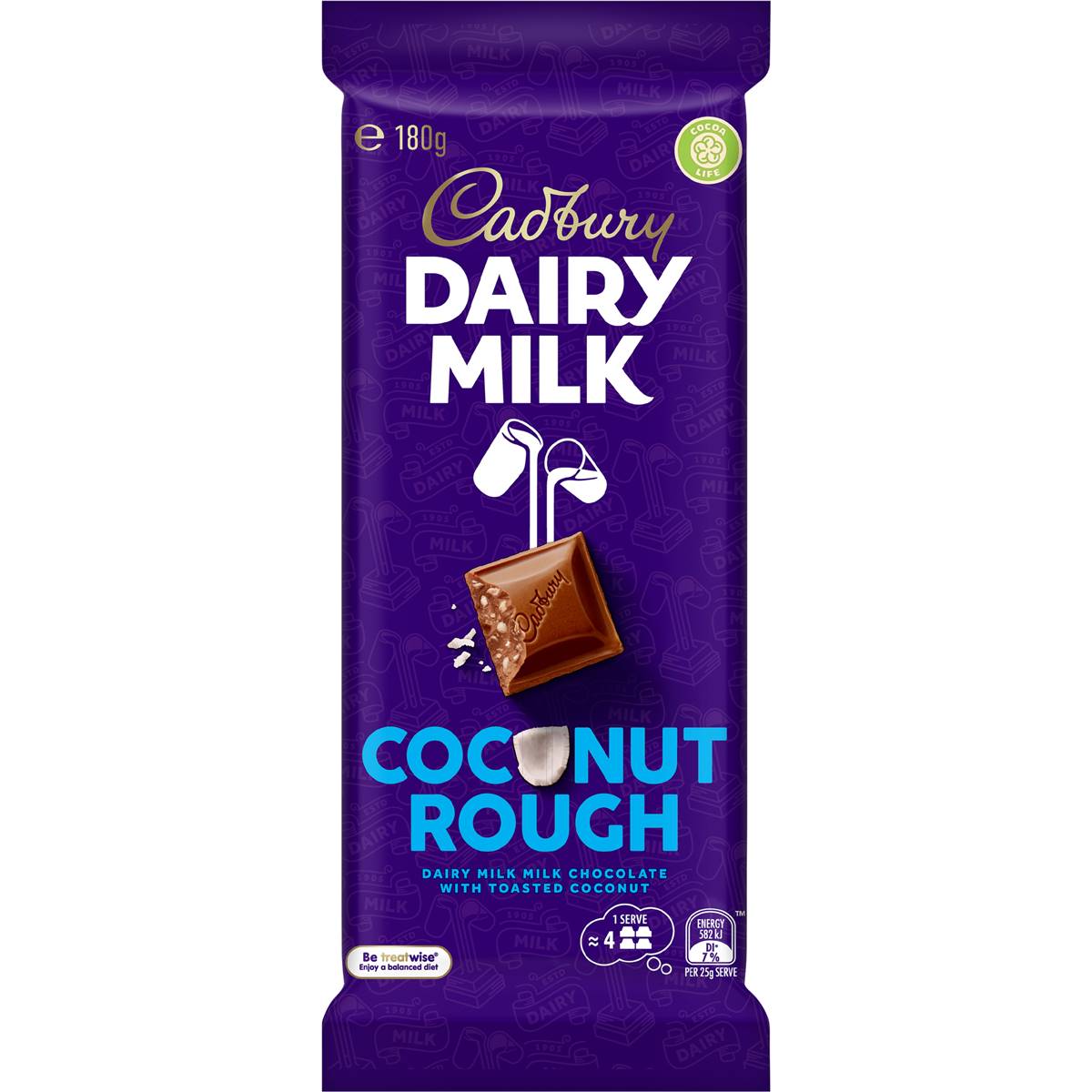 Cadbury Dairy Milk Coconut Rough Chocolate Block 180g