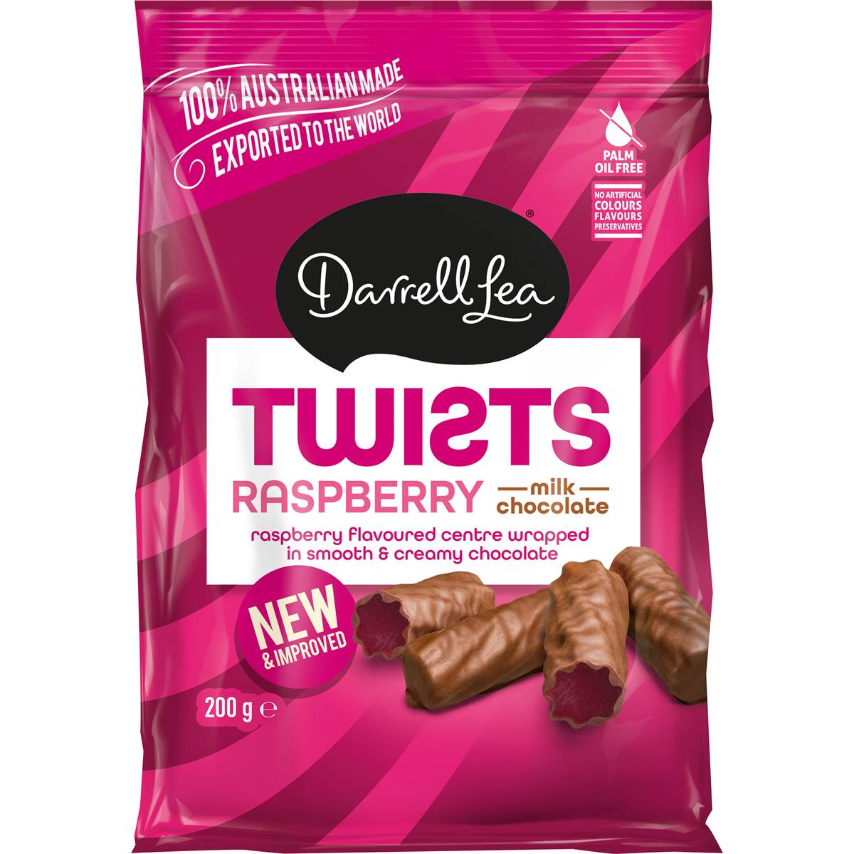 Darrell Lea Liqourice Twist Milk Chocolate Raspberry 200g