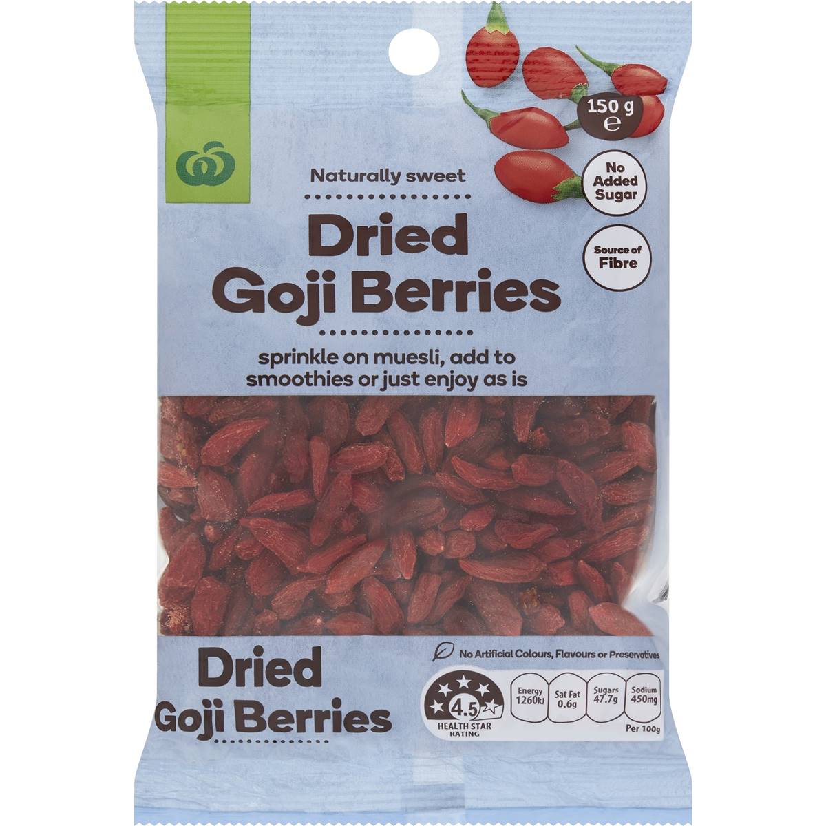 Calories in Woolworths Dried Goji Berries calcount