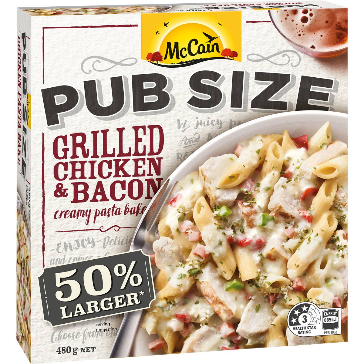 McCain Pub Size Chicken Bacon Bake Frozen Meal 480g
