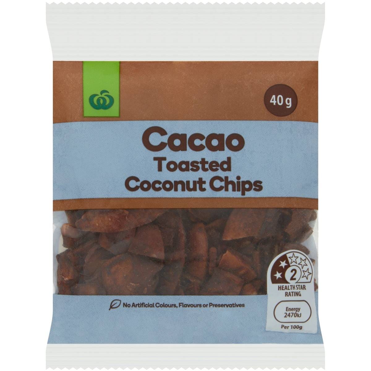 Calories in Woolworths Cacao Toasted Coconut Chips calcount