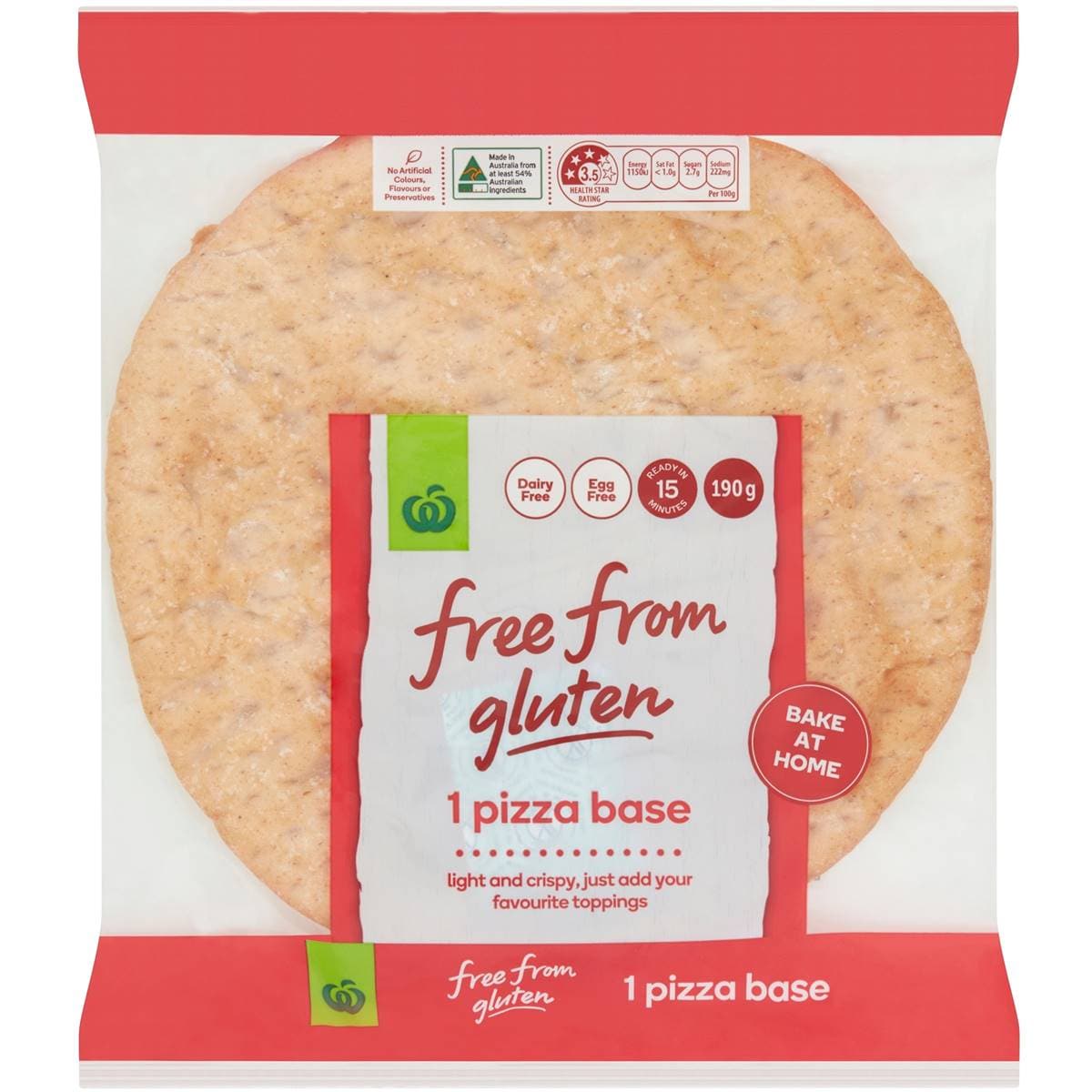 Calories in Woolworths Free From Gluten Pizza Base calcount