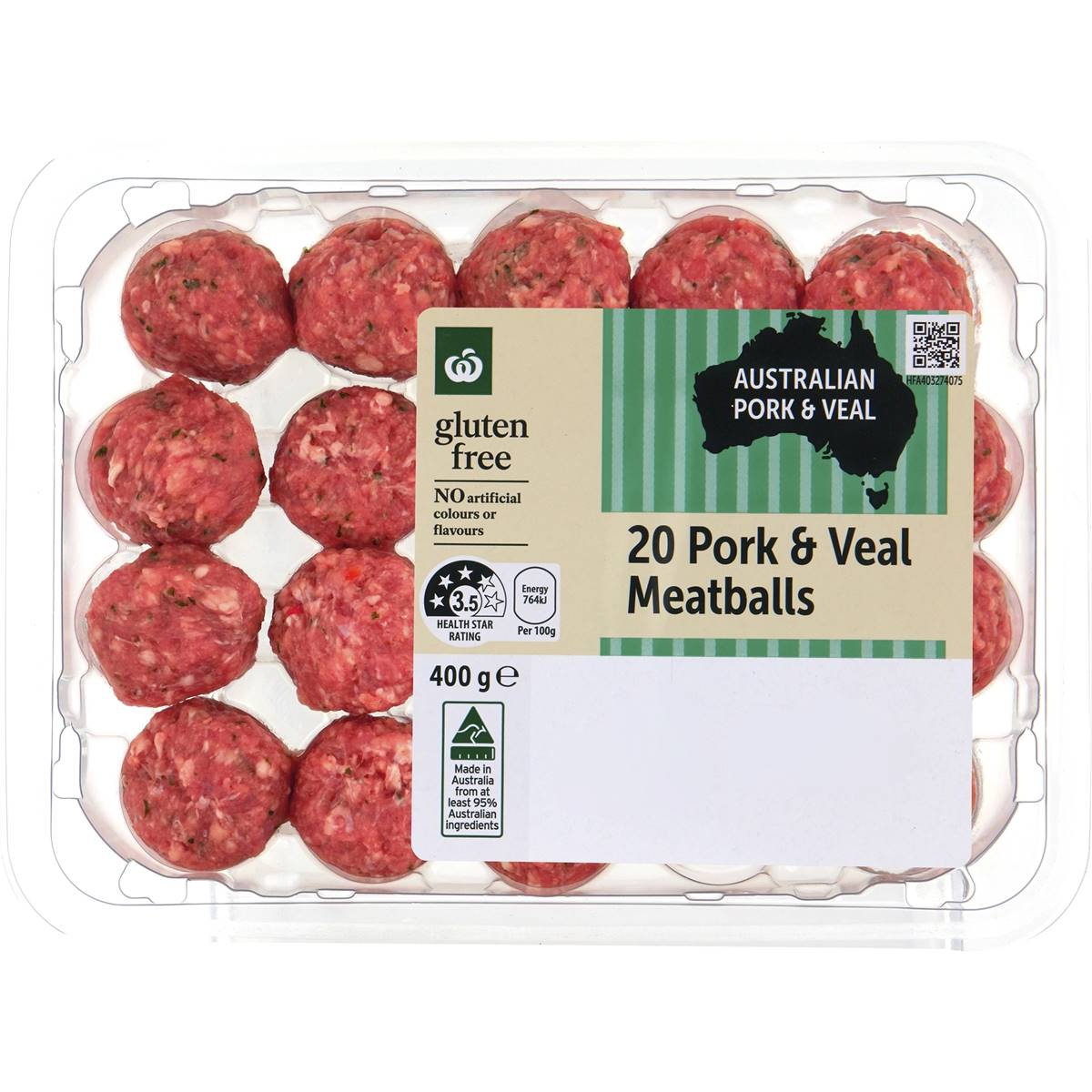 Calories in Woolworths Pork & Veal Meatballs