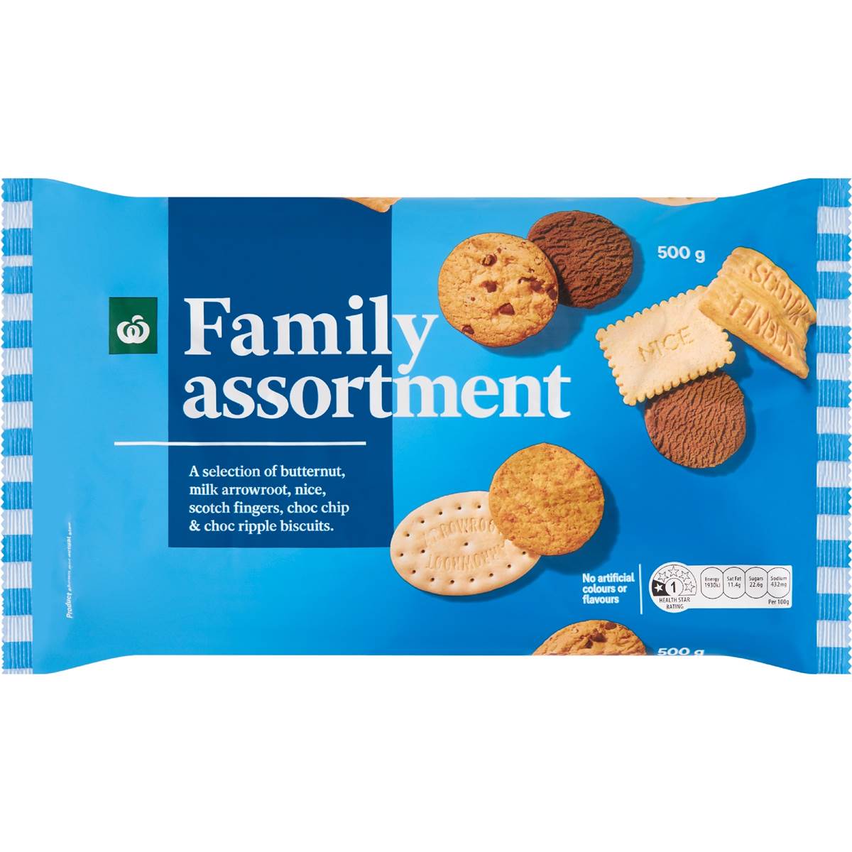 Calories in Woolworths Family Assorted Biscuits calcount