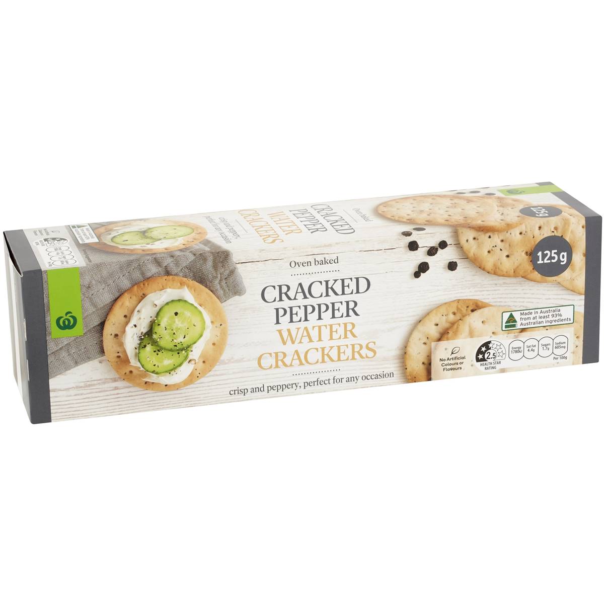 Calories in Woolworths Cracked Pepper Water Crackers