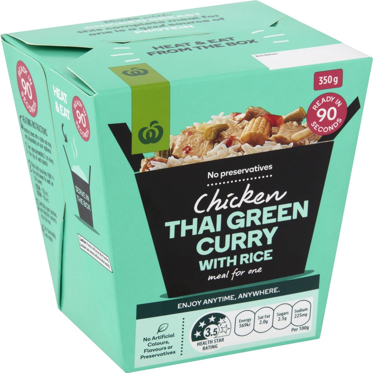 Calories in Woolworths Thai Green Chicken Curry With Jasmine Rice