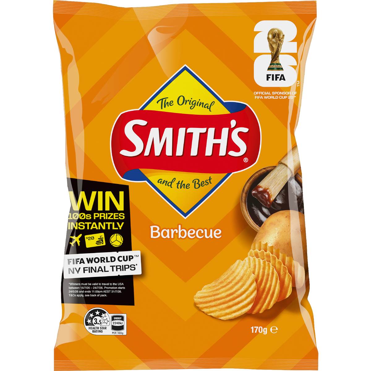Smith's Crinkle Cut Potato Chips Barbecue 170g