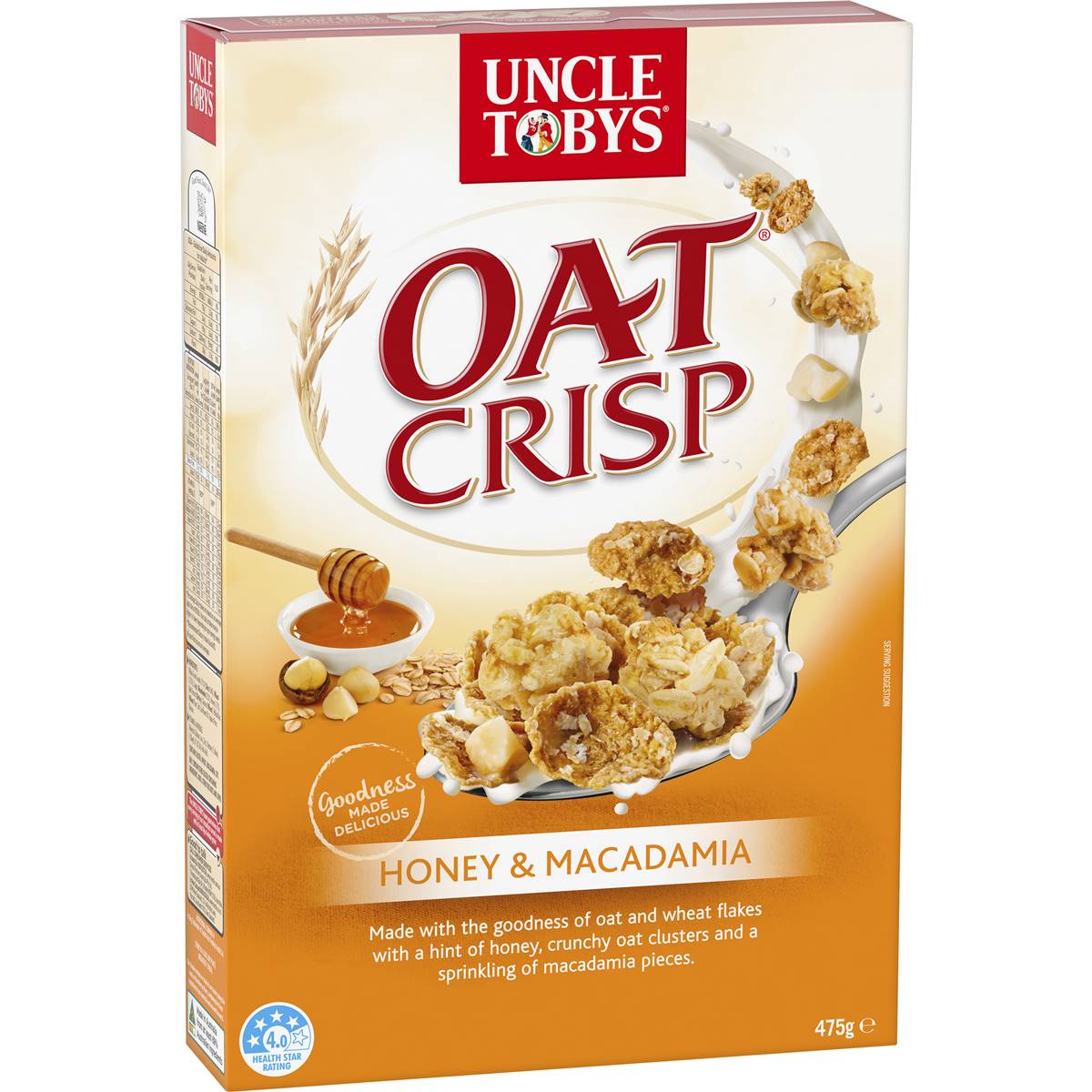 Calories in Uncle Tobys Oat Crisp Honey & Macadamia Breakfast Cereal