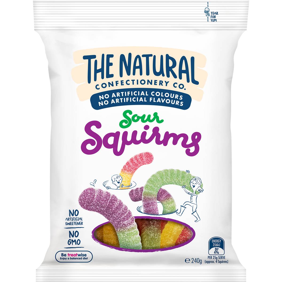 Calories in The Natural Confectionery Co. Sour Squirms Lollies