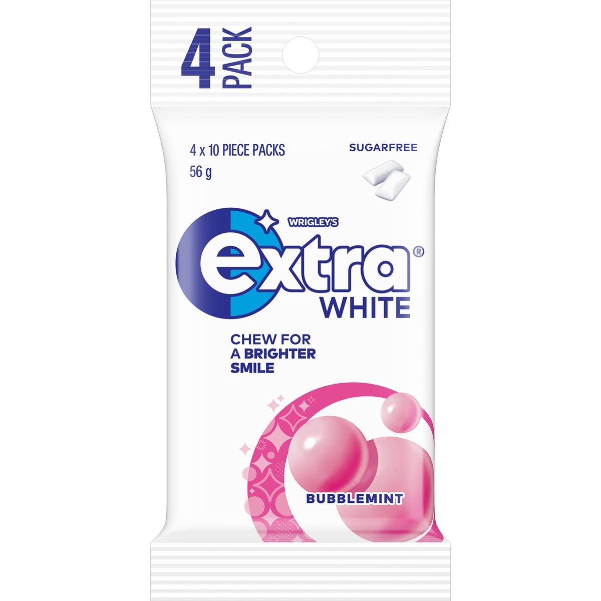 Extra White Bubblemint Chewing Gum Sugar Free 4x10 Piece