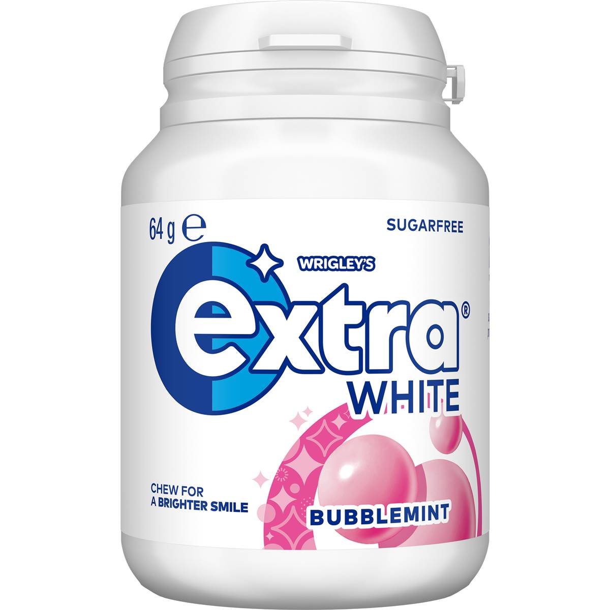 Calories in Extra White Bubblemint Sugar Free Chewing Gum Bottle
