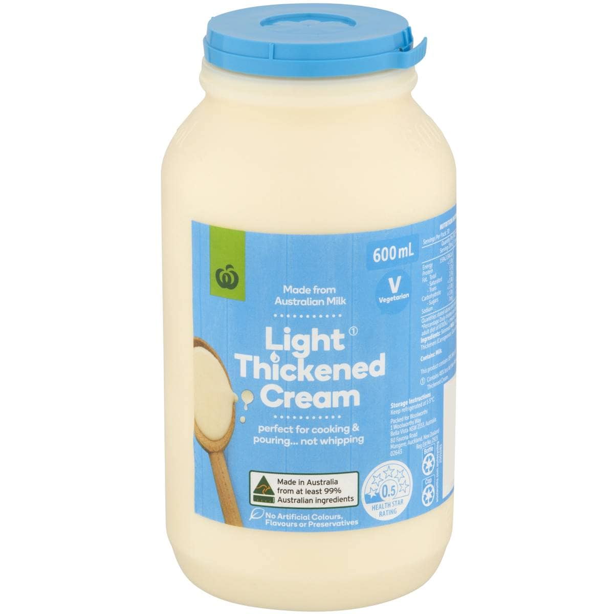 Calories in Woolworths Light Thickened Cream Calorie Counter Australia