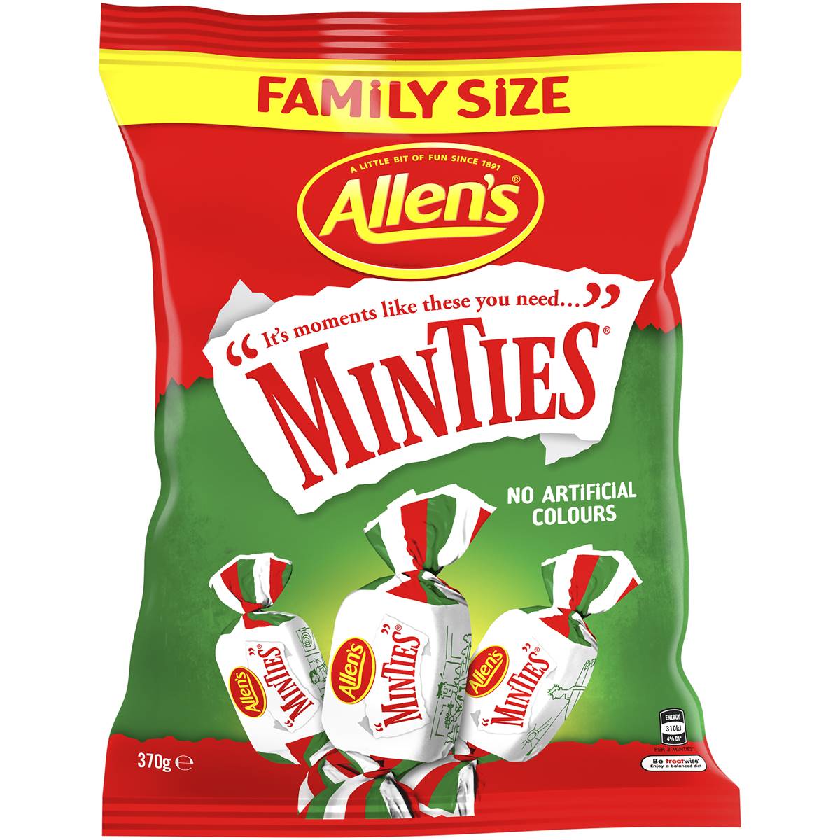 Calories in Allen's Minties Family Bag Lollies