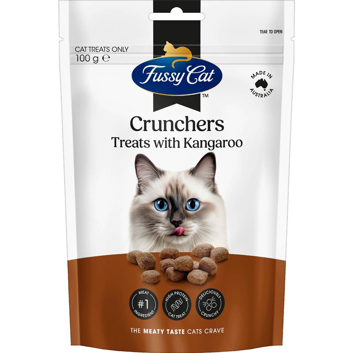 Fussy Cat Grain Free Crunchers Adult Cat Treats With Kangaroo 100g – Woolworths