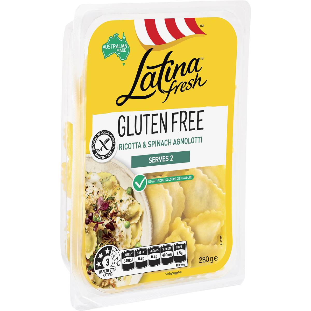 Calories in Latina Fresh Gluten Free Ricotta & Spinach Ravioli Pasta