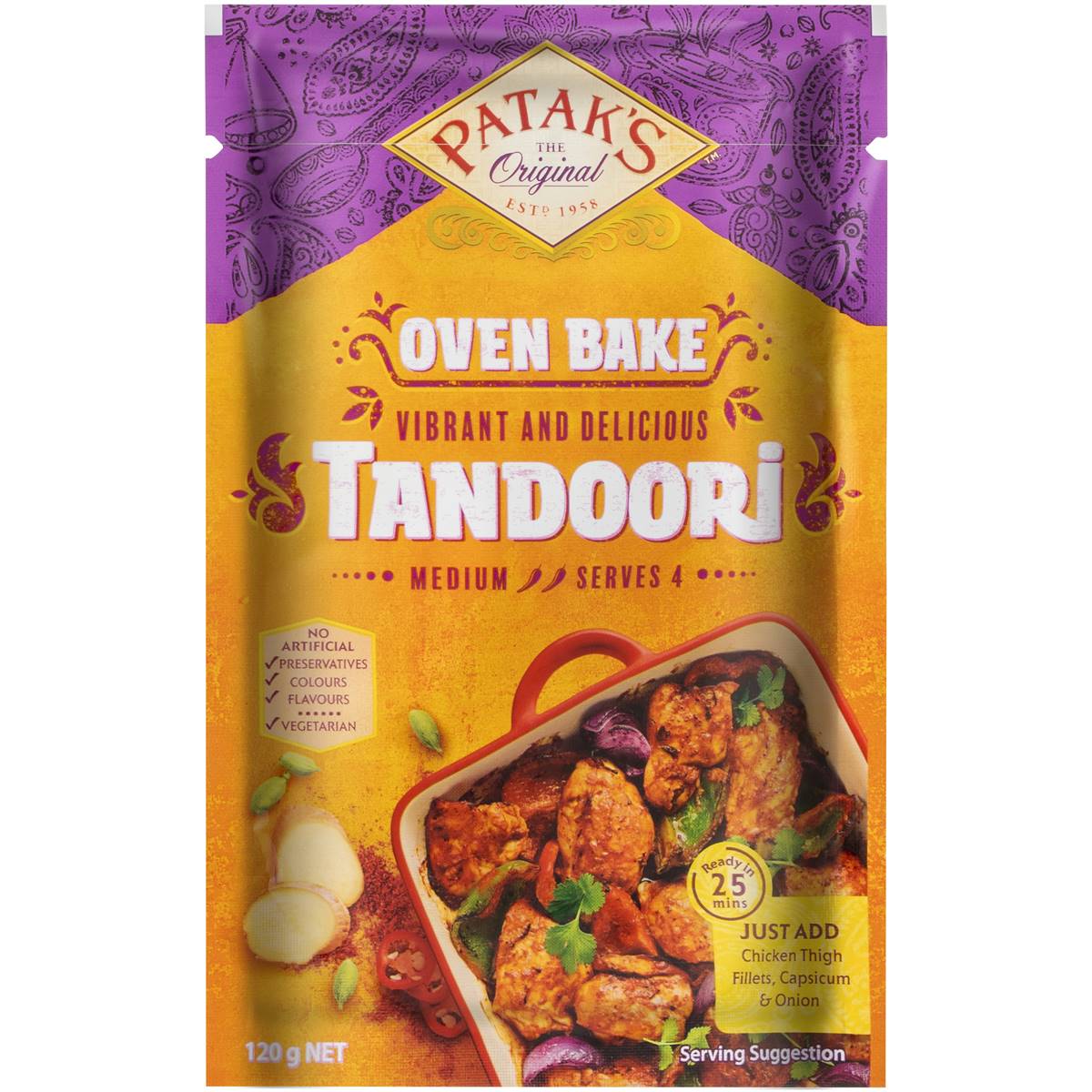 Calories in Patak's Tandoori Oven Bake Bake Tandoori