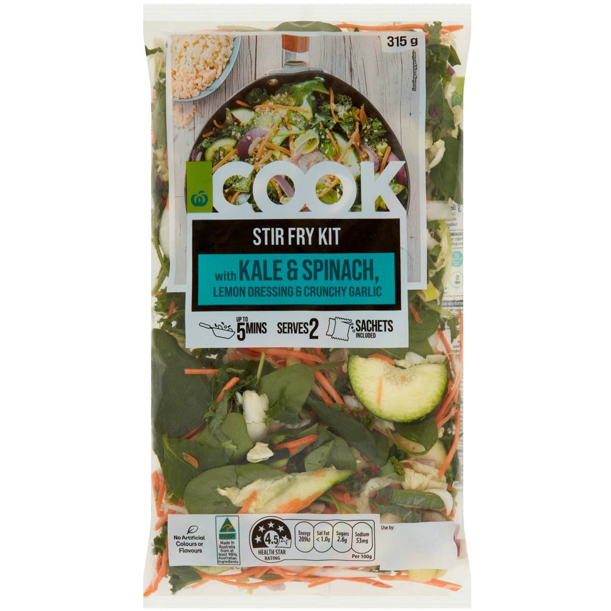 Calories in Woolworths Cook Kale & Spinach Stir-fry Kit