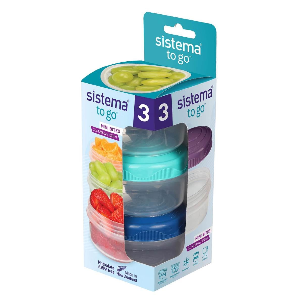 Sistema To Go Mini Bites Food Container 130mL x 3 pack