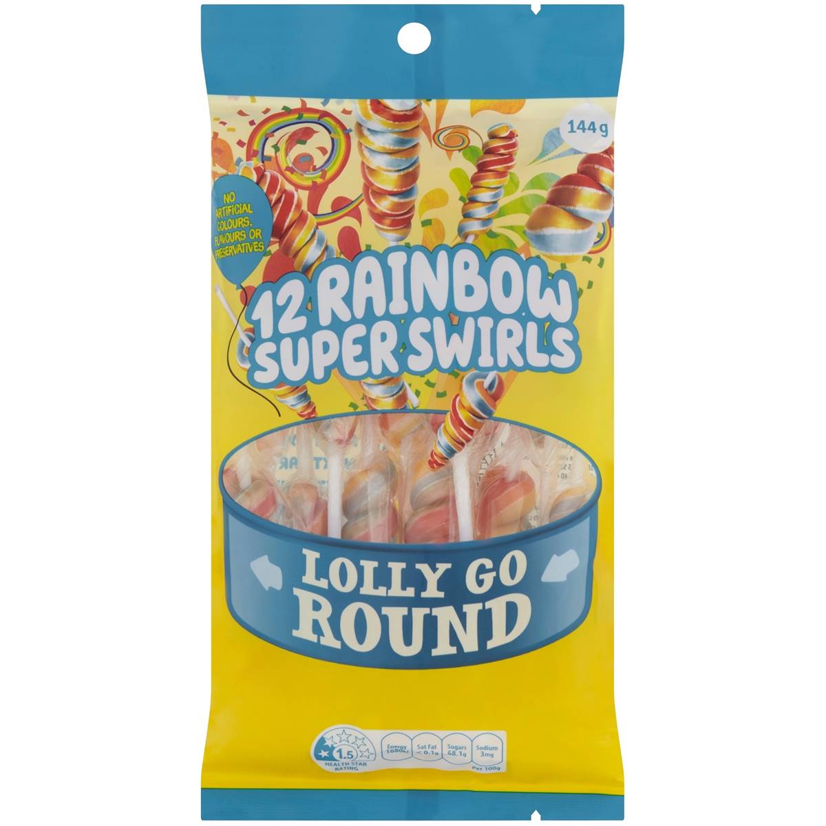 Calories in Lolly Go Round Round Rainbow Swirl Pops