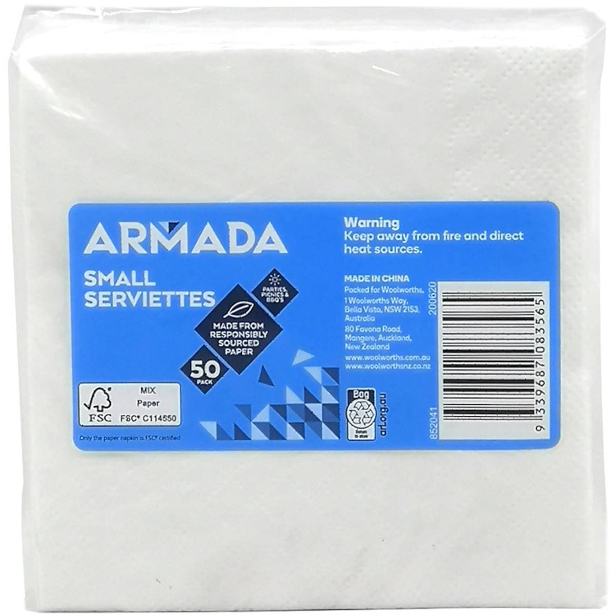Armada Cocktail Serviettes White 2Ply