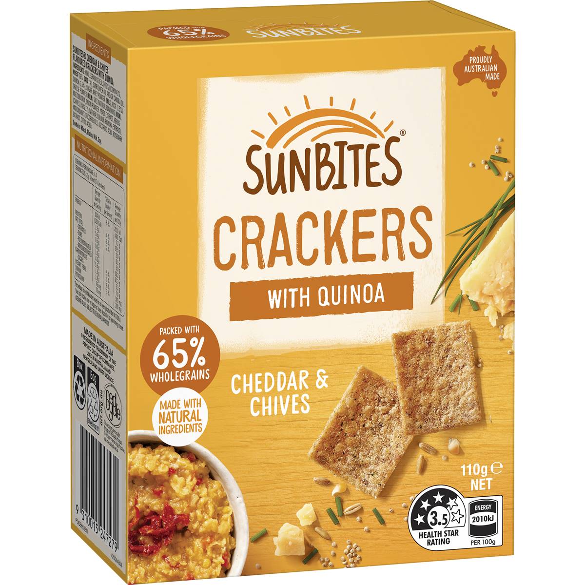 Calories in Sunbites Crackers With Quinoa Cheddar & Chives