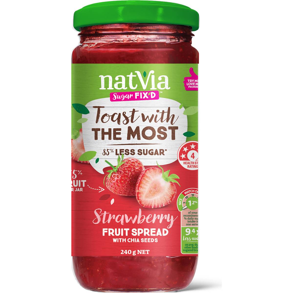 Calories in Natvia Strawberry Fruit Spread
