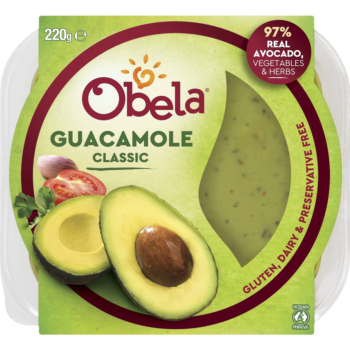 Calories in Obela Classic Guacamole Dip calcount