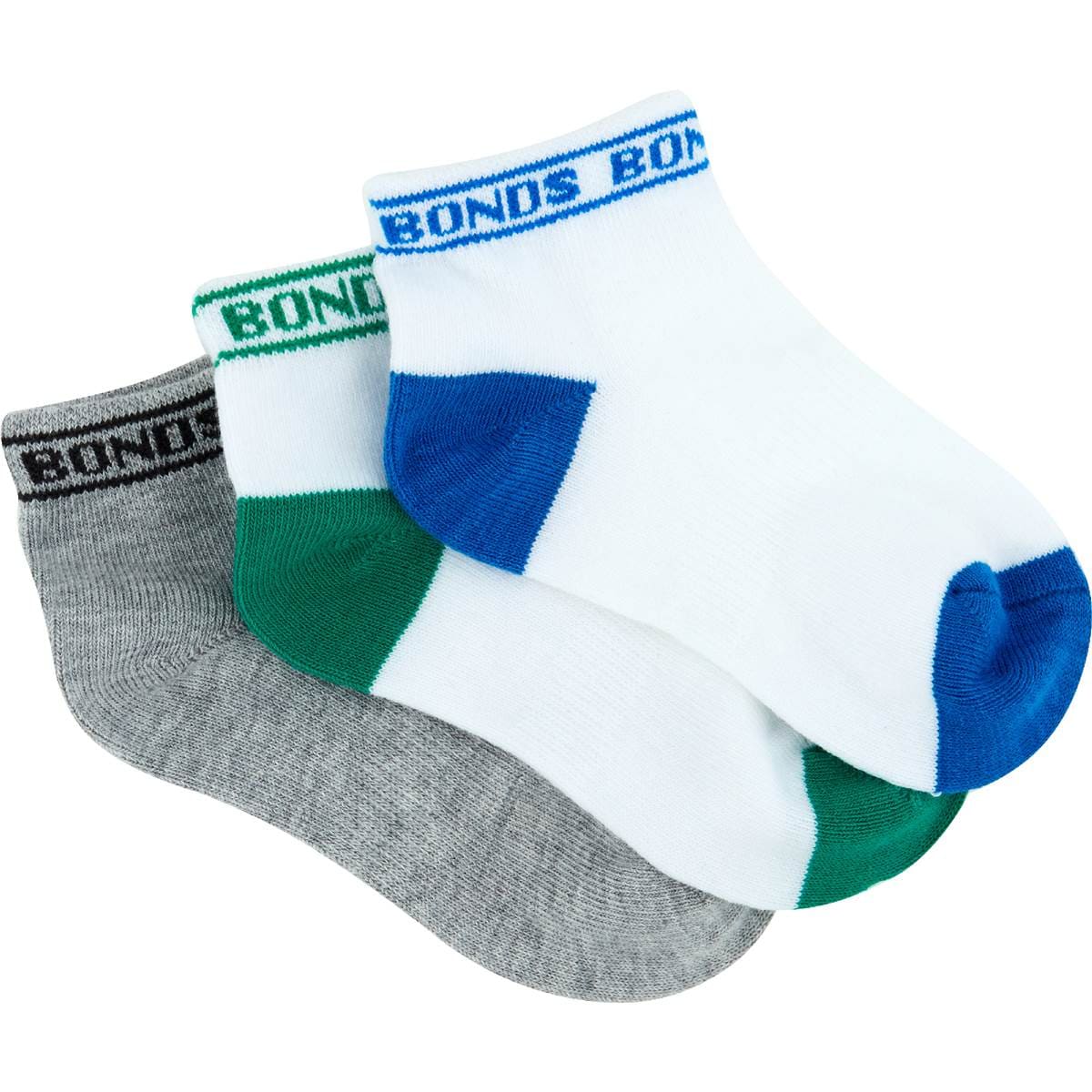 Bonds Baby Sportlet Socks Size 6-12M & 1-2Y Assorted 3 pack