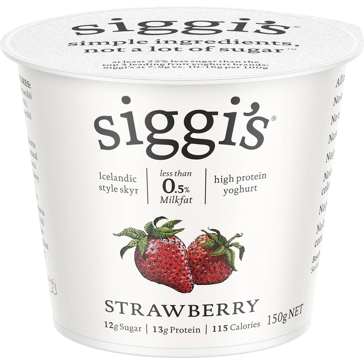 Calories in Siggi's 0.5 % Fat Yoghurt Strawberry