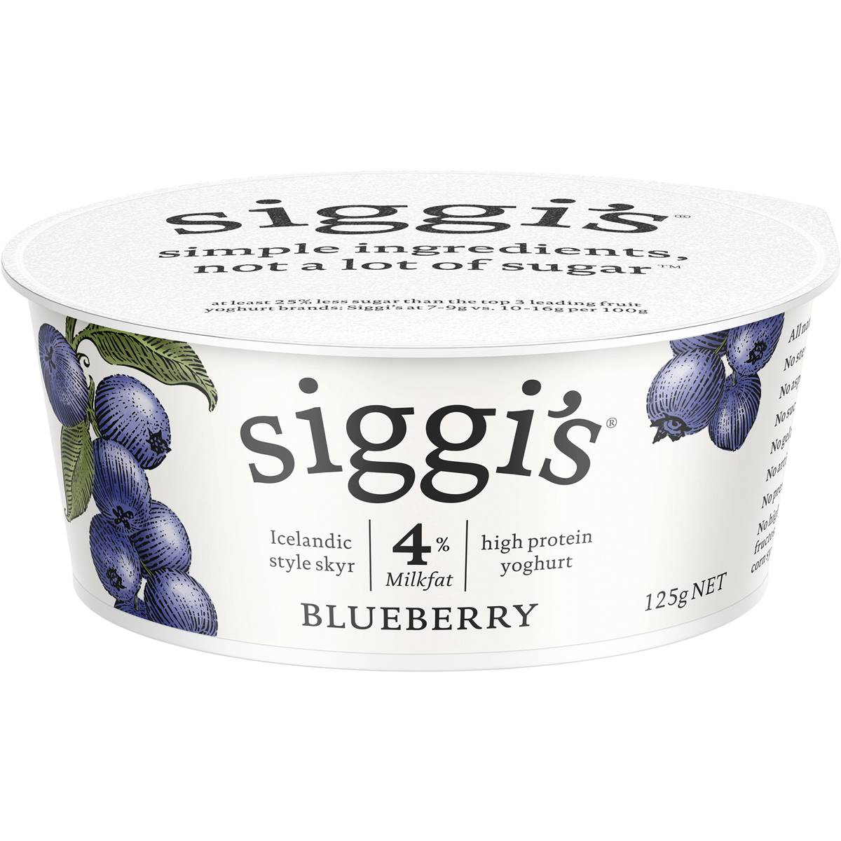 Calories in Siggi's 4% Fat Yoghurt Blueberry calcount