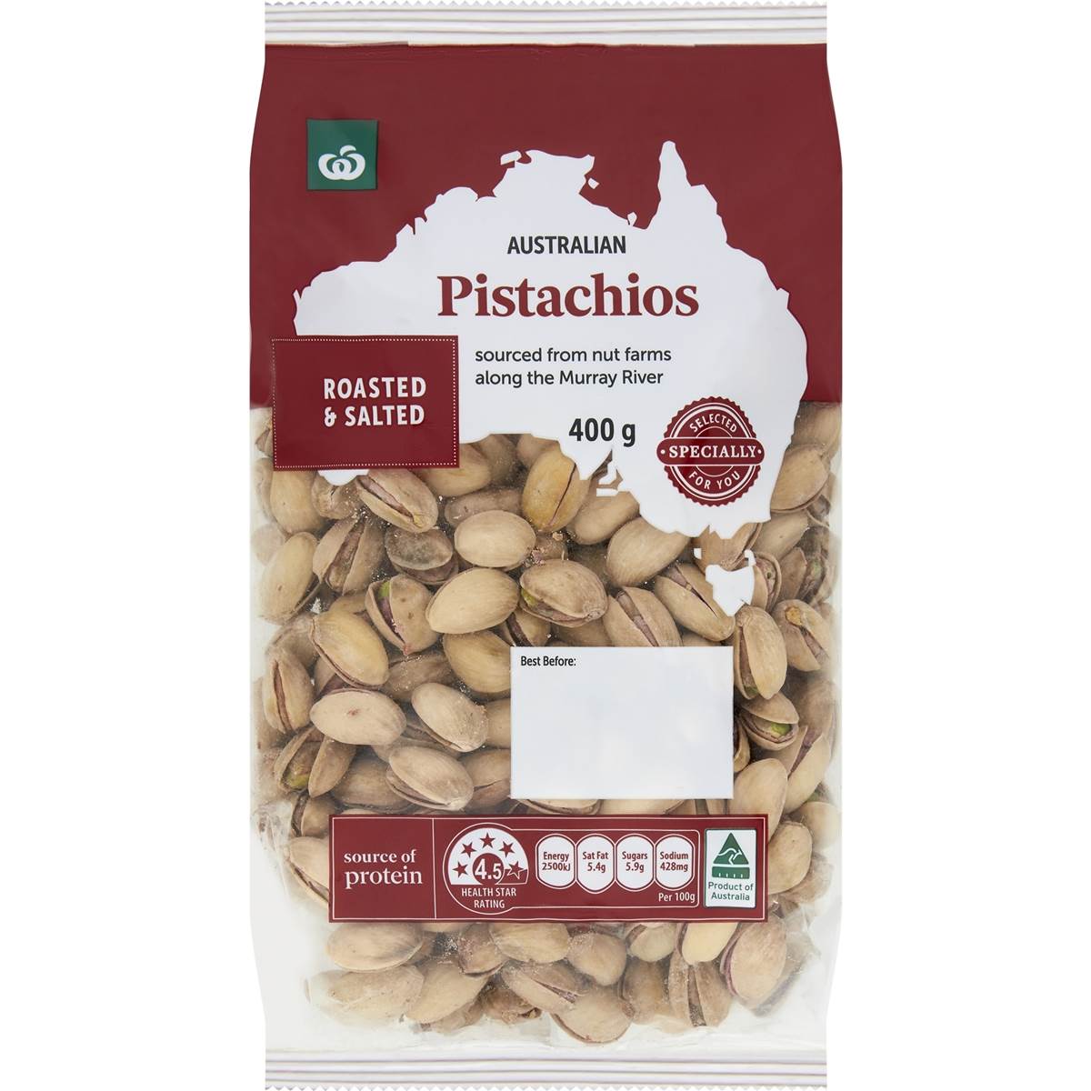 604 calories in Woolworths Pistachio Nuts Roasted & Salted (100g) calcount